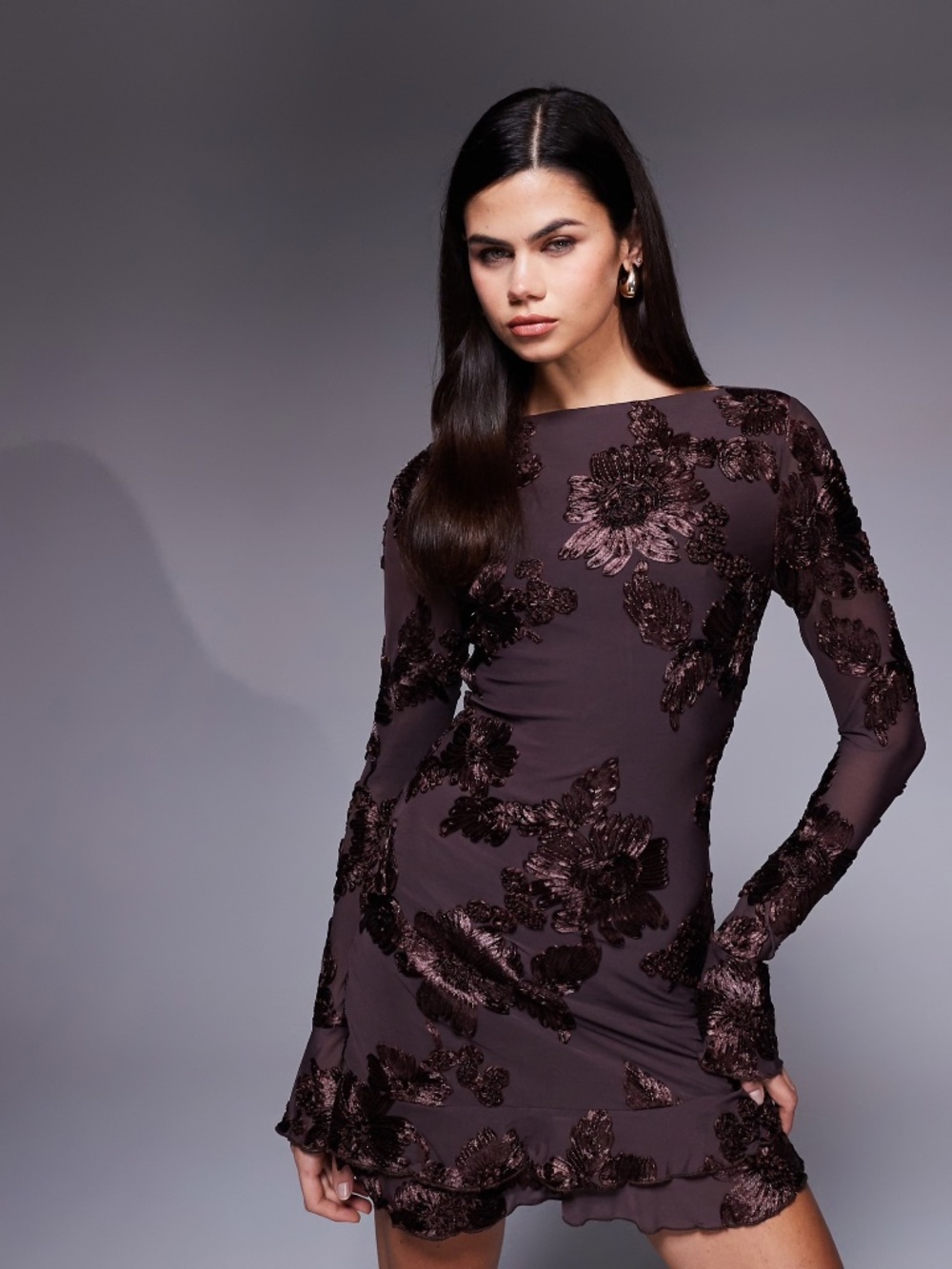 ASOS KAIIA Ruffle hem mini dress
